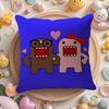 Cartoon Funny Domo-Kun Cushion Cover Linen Organic Fabric Double-Sided Printing Breathable Pillow Case Sofa Home Decor Gift