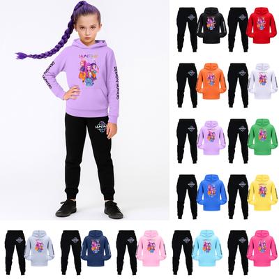 Dětská dívčí mikina s dlouhým rukávem a kapucí a kalhoty set pro batolata a velké děti 2dílné outfity