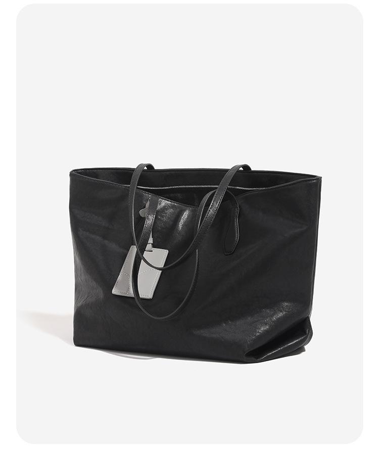 2025 Korean Style Soft Leather Tote Bag with Card Holder - Large Capacity, Versatile Single Shoulder for Women and Students
