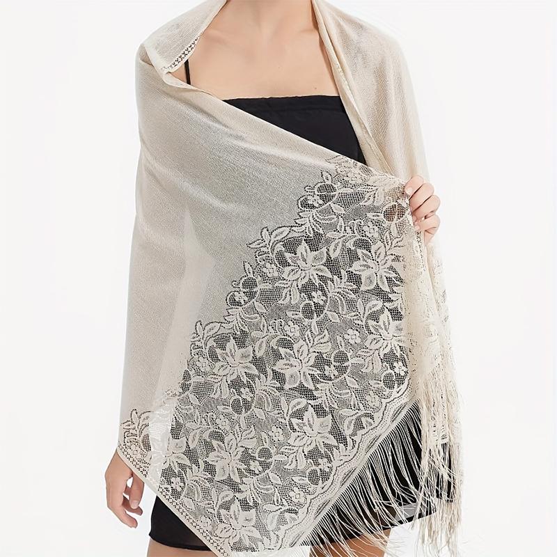 Lace Tassel Shawl Fashion Hair Head Wrap Scarf Women Elegant Breathable Outdoor Lady Wedding Accessories Po