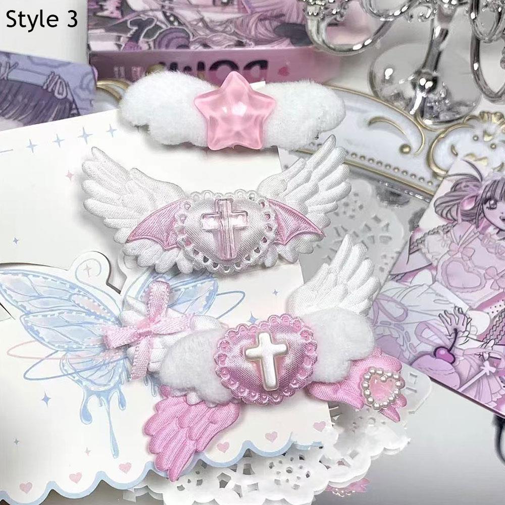 Gothic Heart Angel Wing Hair Clips Y2K Harajuku Hairpins Women Jewelry Punk Fashion Charm Barrettes DIY Lolita Hair Accessories