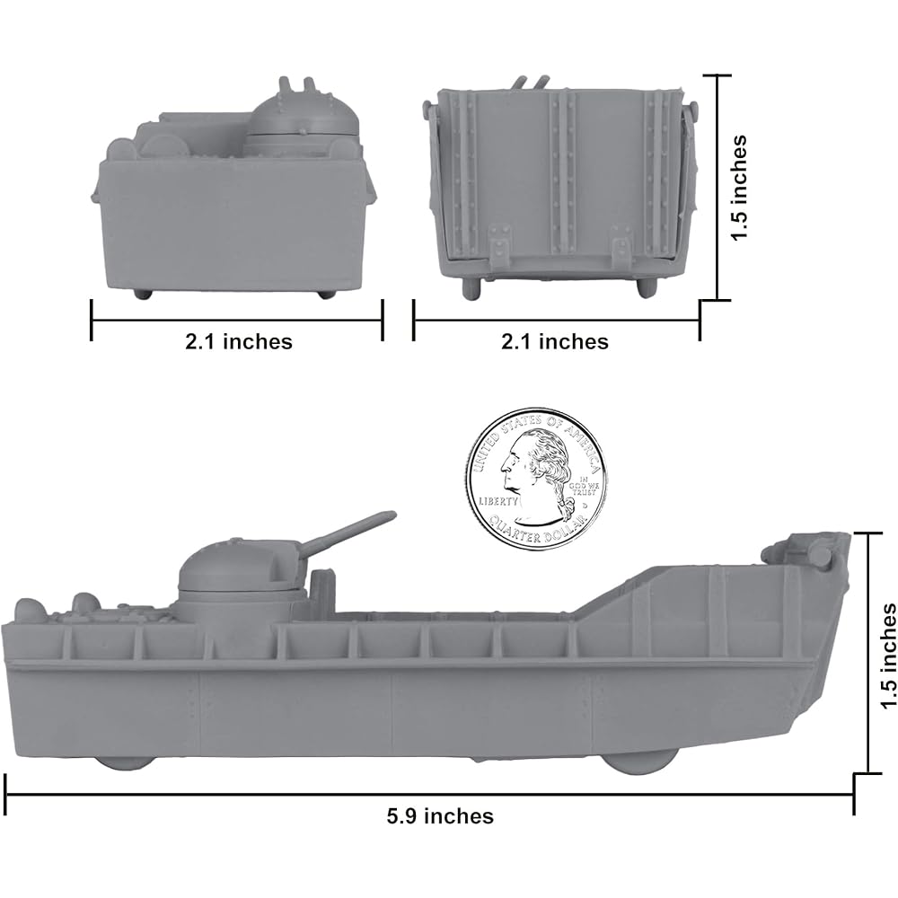 BMC Classic Marx Landing Craft 4pc Grey Plastic Army Men Boat Vehicles