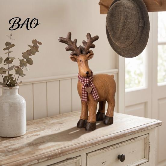 Tiered Tray Seasonal Ornaments Rustic Elk Ornament, Handcrafted Resin Deer Figurine, Decorative Animal Statues Wildlife Sculpture for Countryside