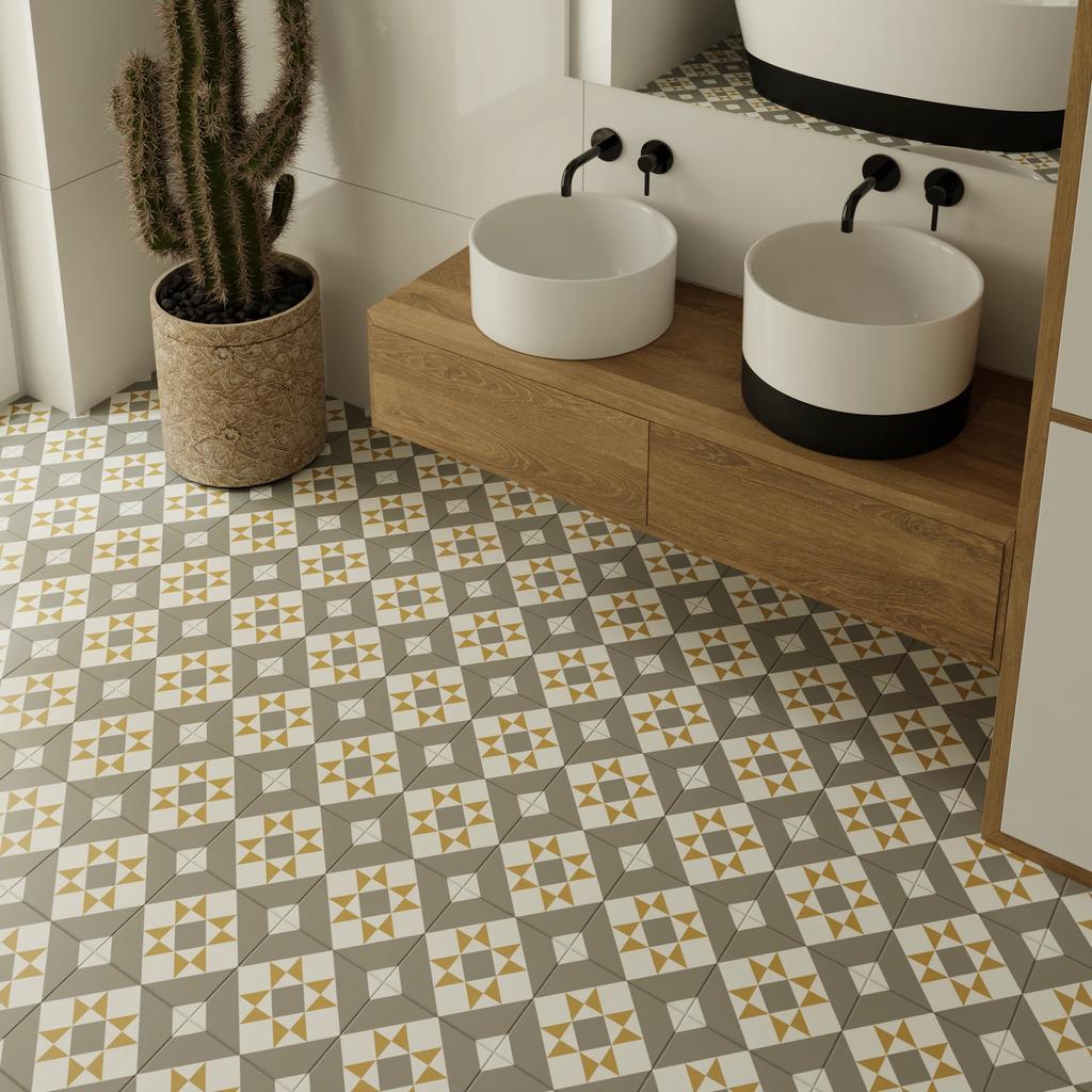 Decorative Porcelain Stoneware Tile Patchwork Victorian Elmer 20X20 Cm Gat. AND