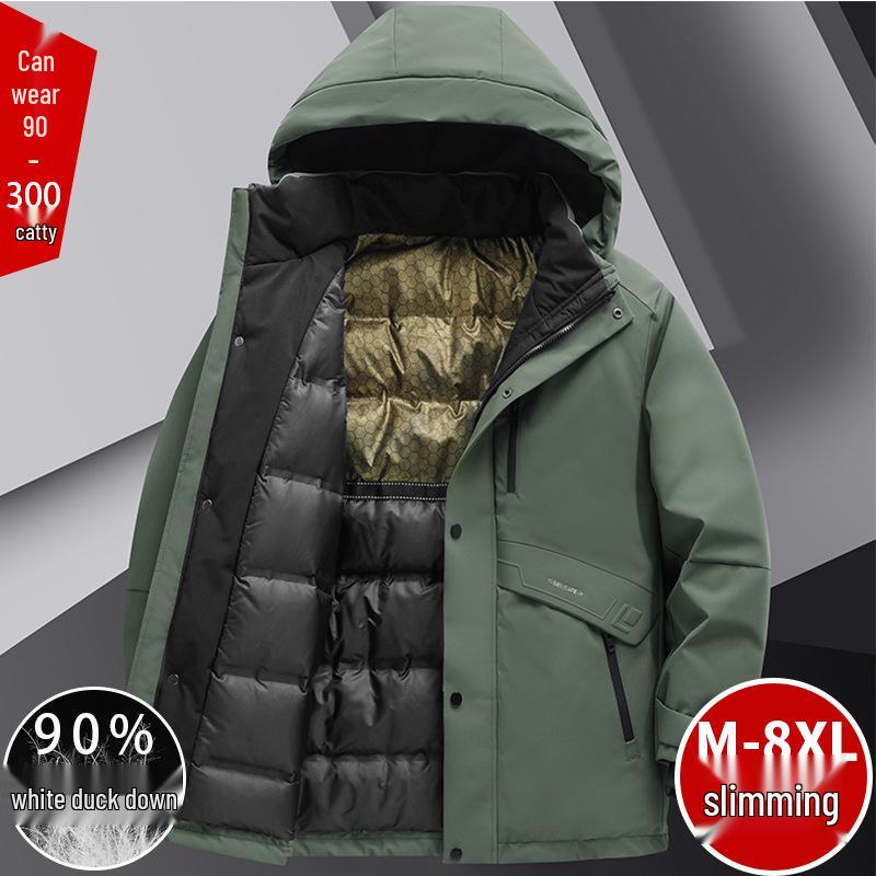 Herren Winterjacke in Übergröße, 90% weiße Entendaune, High-End, Dick, Warm, Oberbekleidung M-8XL