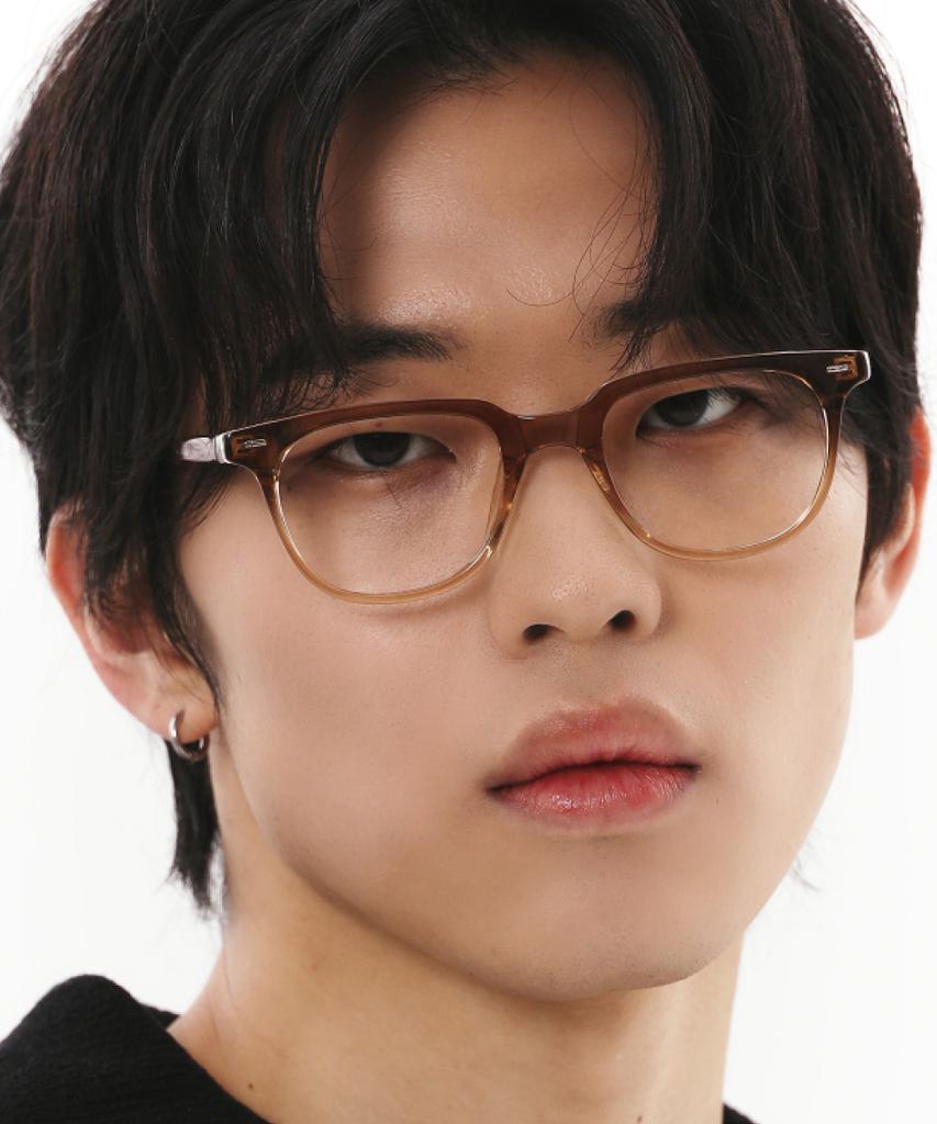 Hangeul Square Horn-Rimmed Two-Tone Brown