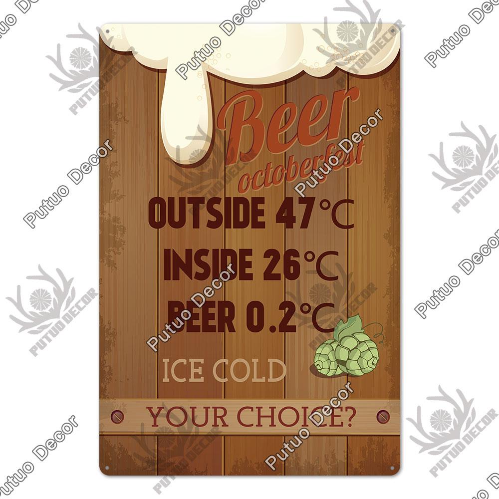 Putuo Decor Funny Beer Metal Sign Vintage Plaque Tin Sign Alcohol Drinker Sign for Bar Pub Club Man Cave Kitchen Wall Decoration