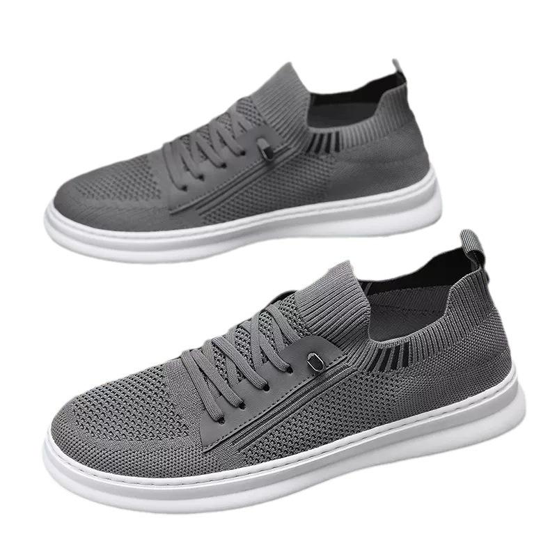 Herrenschuhe Sommer atmungsaktive Fly-Knit-Schuhe Herren Freizeitsport Deodorant Mesh-Schuhe Ein-Pedal Weichsohlen-Flats Herren Trendschuhe