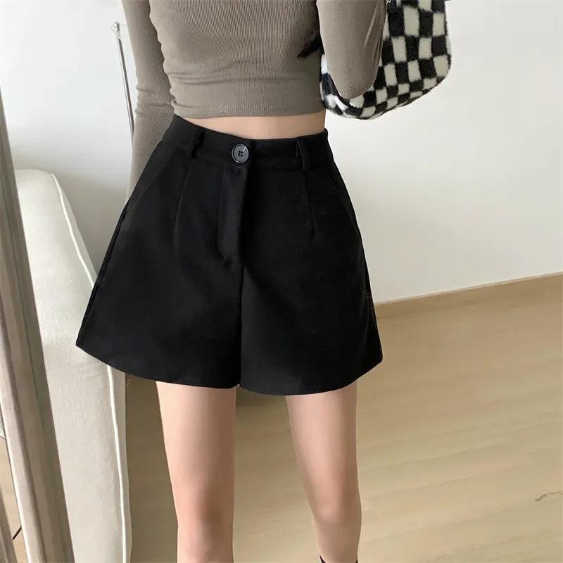 

2026 Autumn/Winter Plus Size High-Waist A-Line Woolen Bootcut Shorts for Women 2XL 70-77 kg