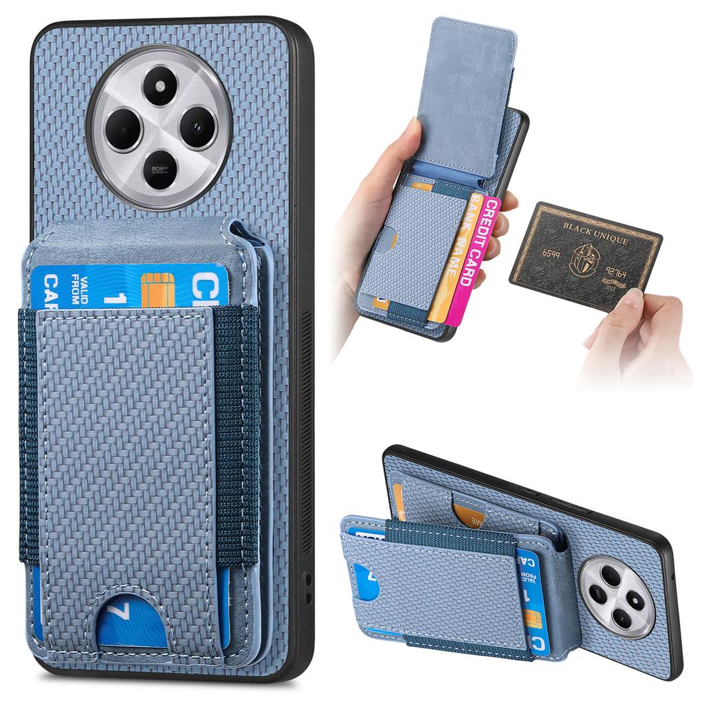 Case with Card Holder For Xiaomi Redmi 14C 4G/14R 5G/Poco C75 4G Leather+PC+TPU Kickstand Phone Cover