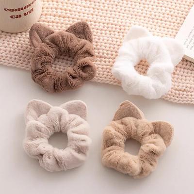 New Korean Cat Ears Plush Hairband for Women Cute Horsetail High Elastic Rubber Band HeadBand Girls Hair Accessories