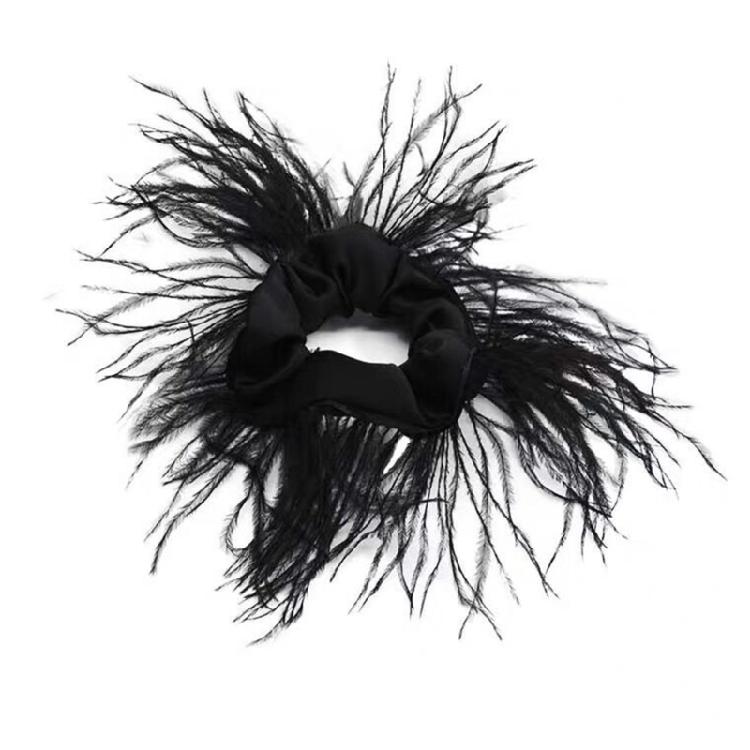 Ostrich Feather Hair Scrunchie Feather Hair Tie Hair Rope Headpieces for Women
