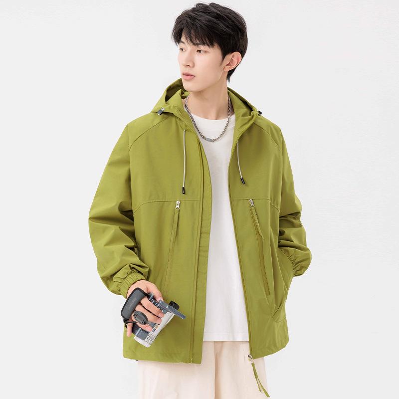 Men's Jacket Trendy Spring and Autumn Tooling Jacket Windproof Jacket Hooded Couple Loose Top Casual Jacket Men