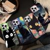 Black Cat Cartoon Cute Phone Case For IPhone 16 15 14 13 12 11 Pro Max X XR XSMAX 8 7 Plus Matte Shockproof Back Cover