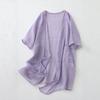 Short Sleeved Long Shawl Loose Beach Top Breathable Linen Cardigan  Summer Wear