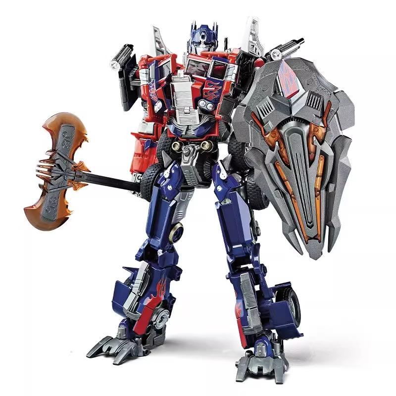 31CM Transformation Optimus Prime Robot Car Toys Truck Head Metal Weapons Suit Gold Black Autobots Action Figure Model Toys Gift