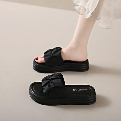 Summer Slipper Round Toe Flat Solid Color Thick Sole Platform Comfort Slippers Zapatos De Mujer Casual Slides Luxury