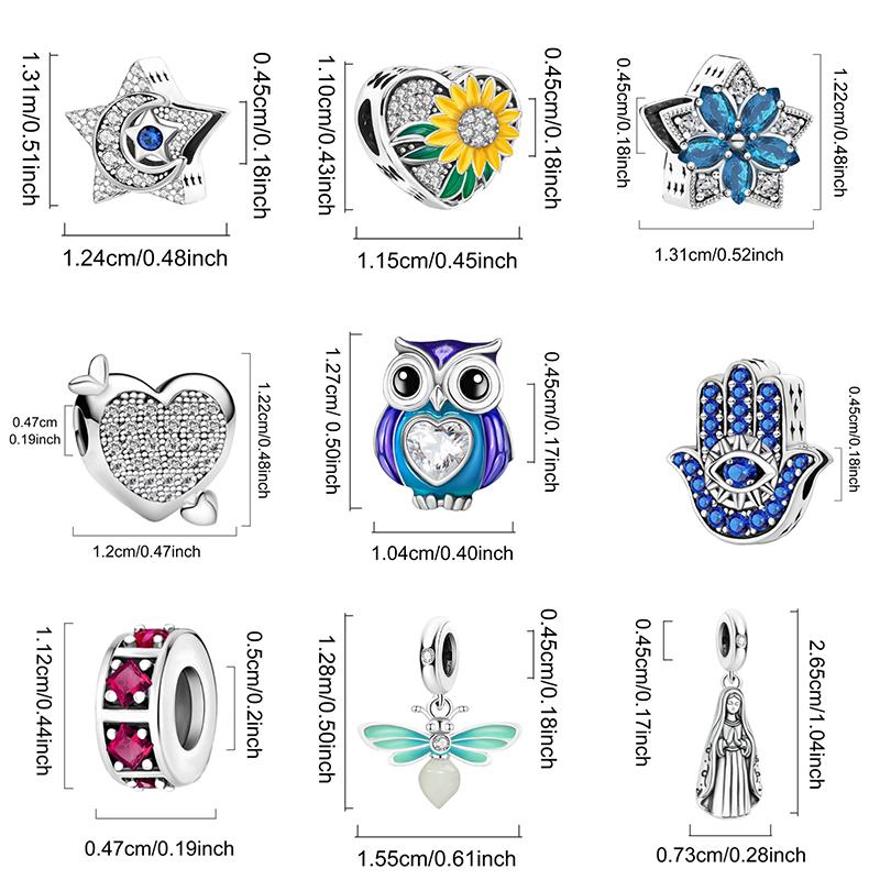 Copper Sunflower Fatima'S Hand Guardian Bird Charms Beads Fit Original Pan Bracelets Bangles Fine Jewelry Gift