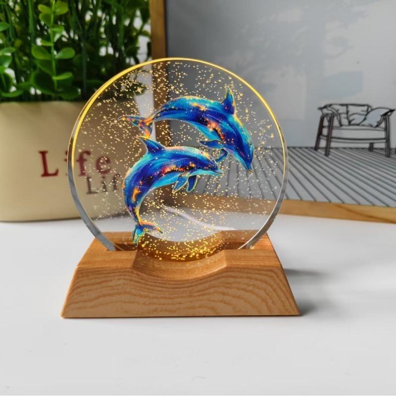 1SET starry sky universe galaxy 3d three-dimensional laser color printing inner engraving crystal ball luminous night light ornament