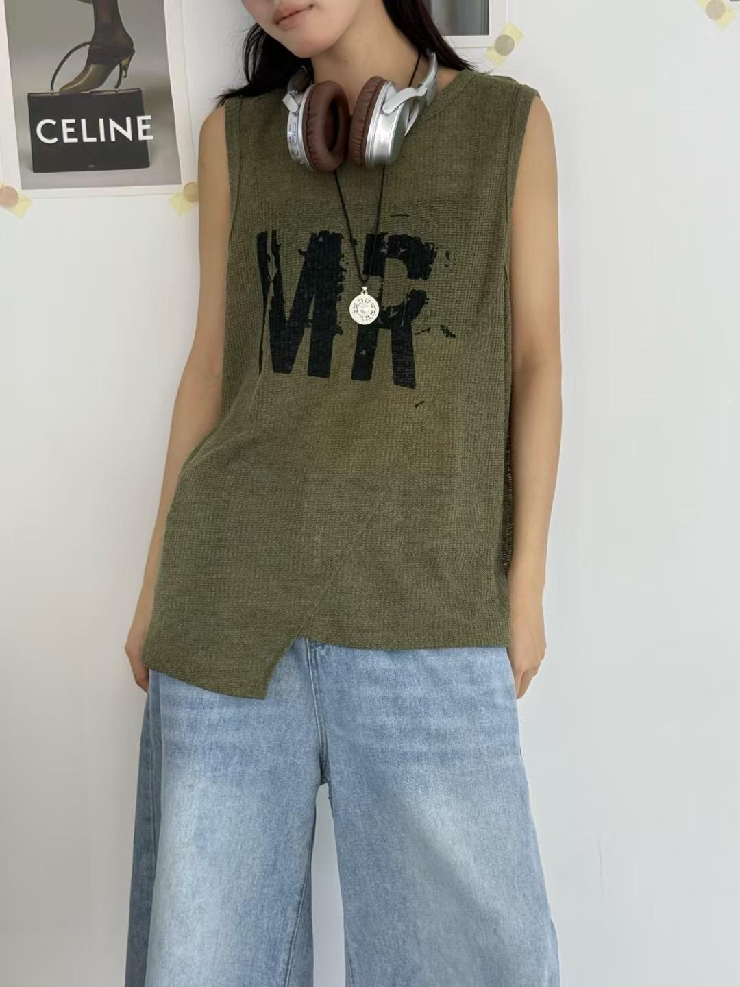 

Munaqie Spring/Summer Korean Plus Size Layered Letter Vest One Size зелёный