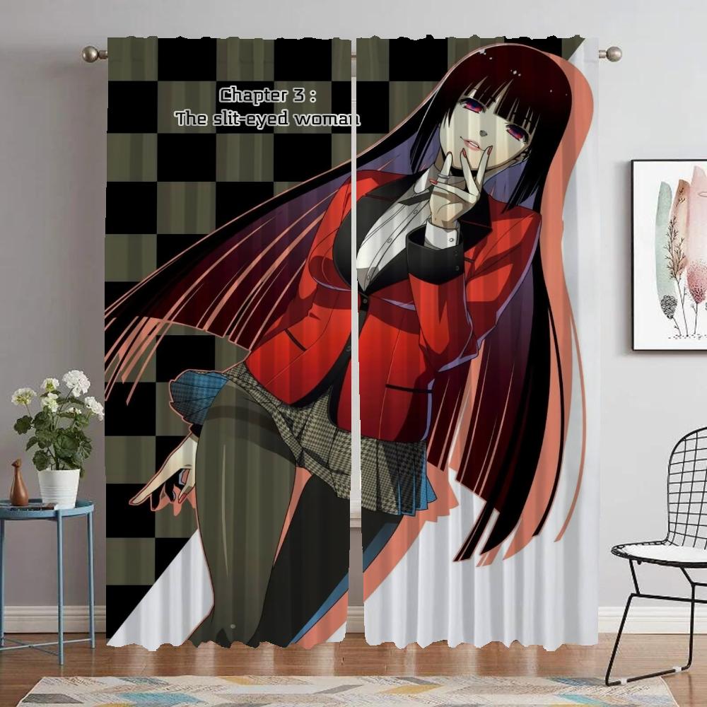 Jabami Yumeko Köksgardiner för Kamera Moderna Vardagsrumsgardiner 2 Delar Rullgardiner Tyll för Sovrum Mörkläggningsgardin Elegant