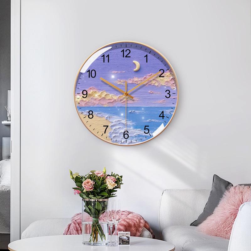 Modern Minimalist Wall Clock Nordic Landscape Ins Style Silent Wall Clock Designer Bedroom Home Decor Orologio Da Parete FYWC