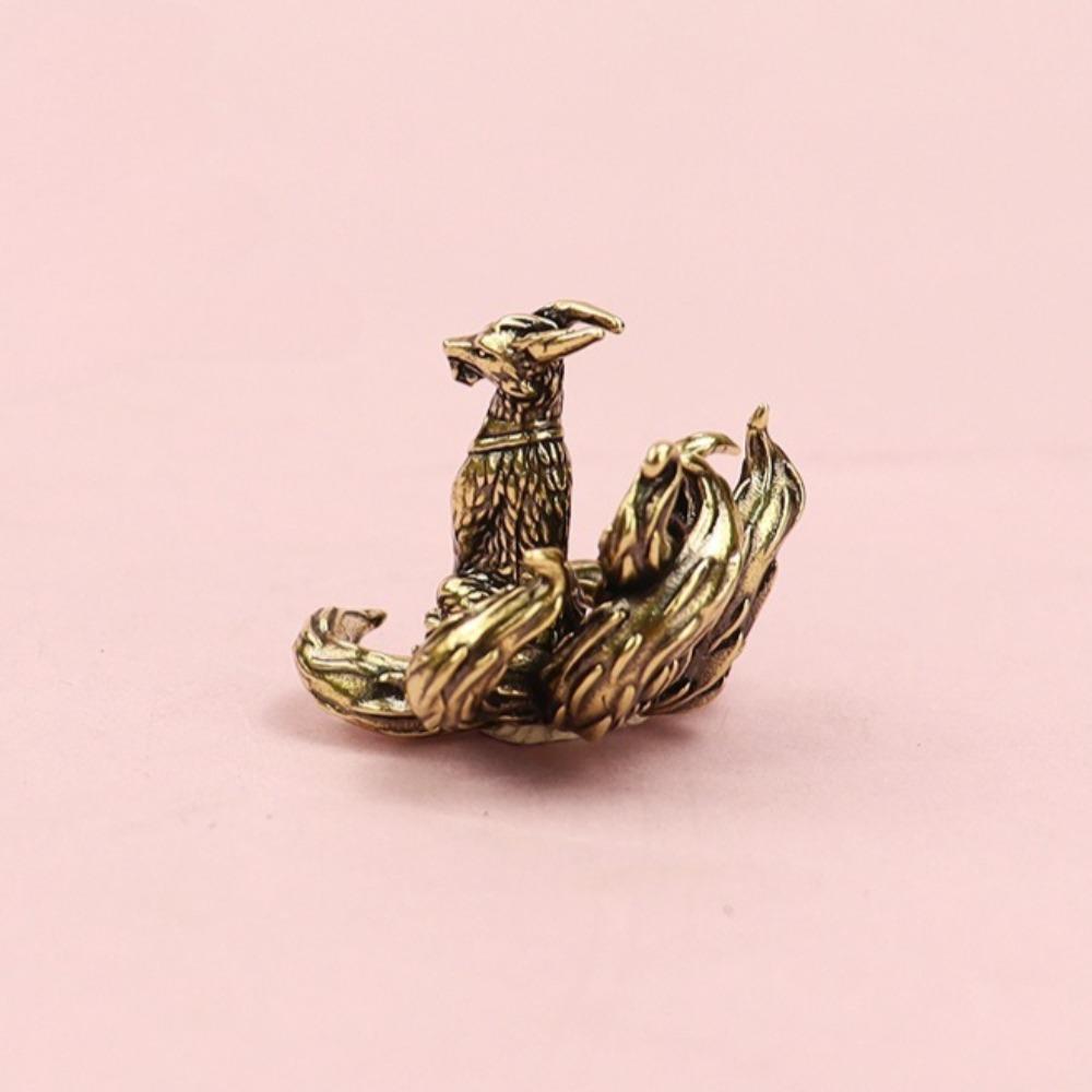 

Ретро Латунь Счастливая 7 Хвоста Лиса Фигурка Миниатюра Античная Латунь Счастливая Семерка Хвостатая Лиса Фигурки Фэн-шуй Домашнее Украшение