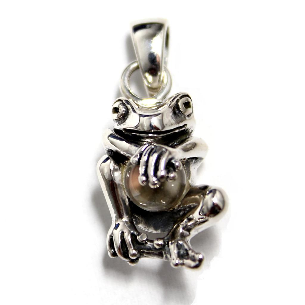 Frog and Pendant Top Pendant, Silver, Crystal, Women's Men's