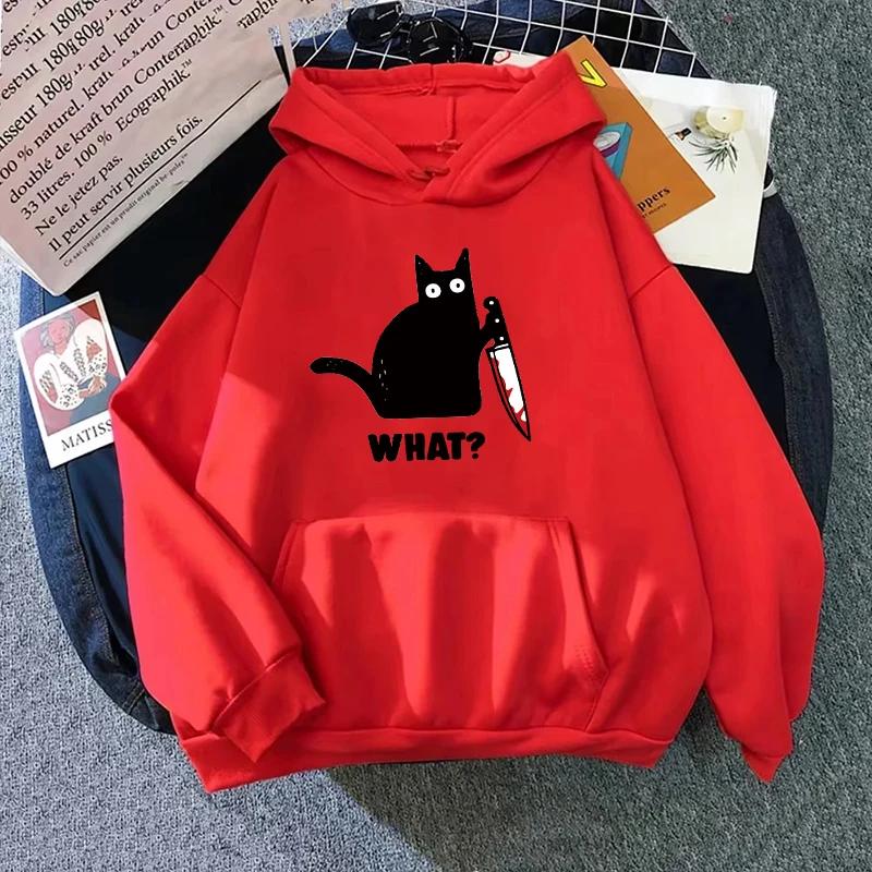 Cute Cat Print Hoodie for Woman 2025 Hot Sale Hooded Long Sleeve Pullover All Season Girl Home Outdoor Comfort Casual Sweatshirt