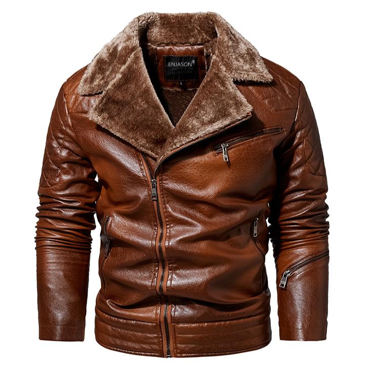 Outono e inverno dos homens de alta qualidade casaco jaqueta de couro estilo motocicleta masculino negócios jaquetas casuais para homens casaco quente