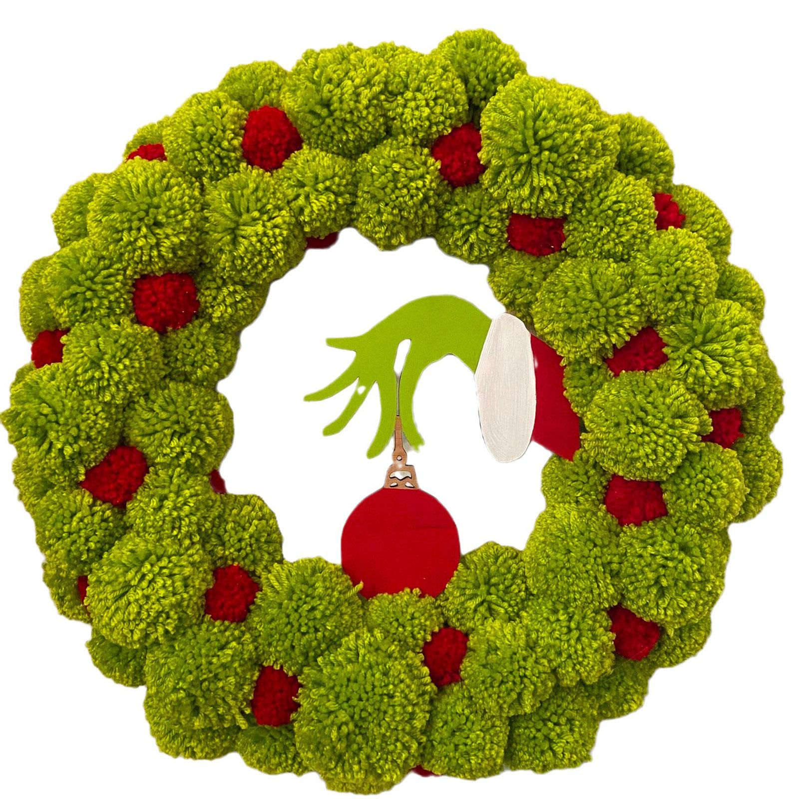 Cartoon Groen Monster Hand Kerstkrans Voor Voordeur Binnen Buiten Portiek Feestdecoratie brown