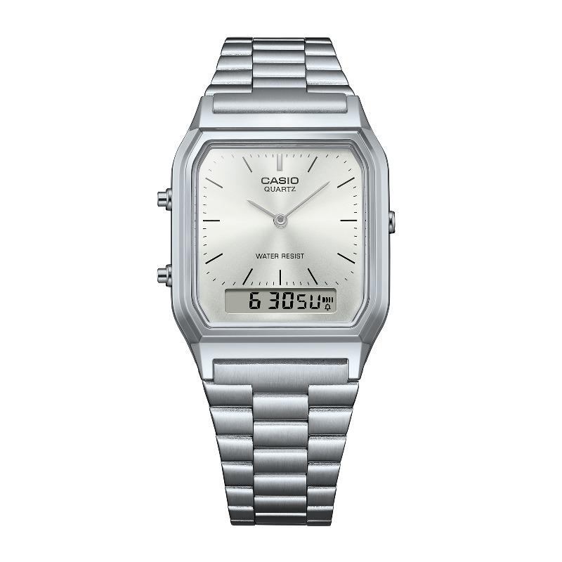 Casio Men's Stainless Steel Water Resistant Digital Alarm Quartz Watch AQ-230A-7AMQY