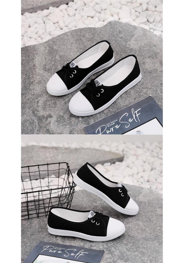 Versatile 2026 Spring Women's Low-Cut White Canvas Shoes - Korean Style, Breathable, Flat-Bottom