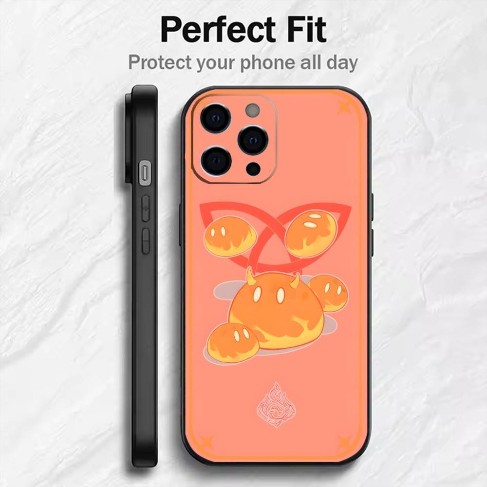 

Slime Genshin-Printed Phone Case For iPhone17,16,15,14,13,12 Plus,Max Soft Silicone Black Cover iPhone13PRO