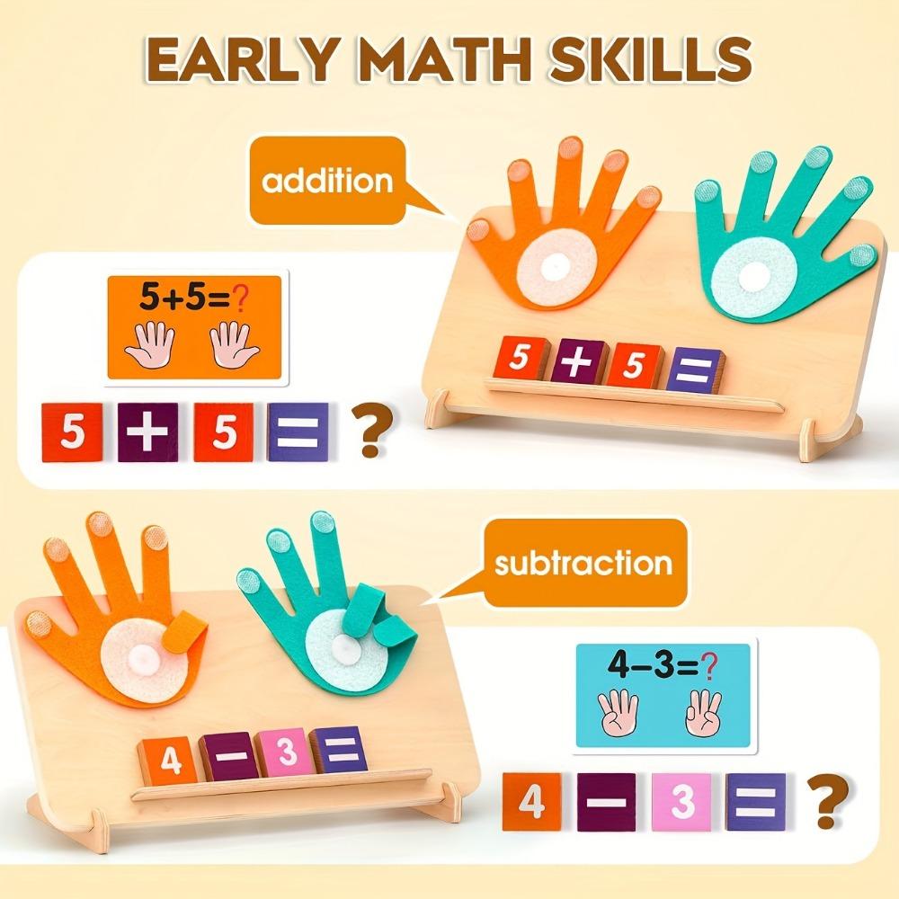 Finger Counting Math Toy, Wooden Math Board Learning Toy, Educational Math Operation Block, Number Counting Building Block