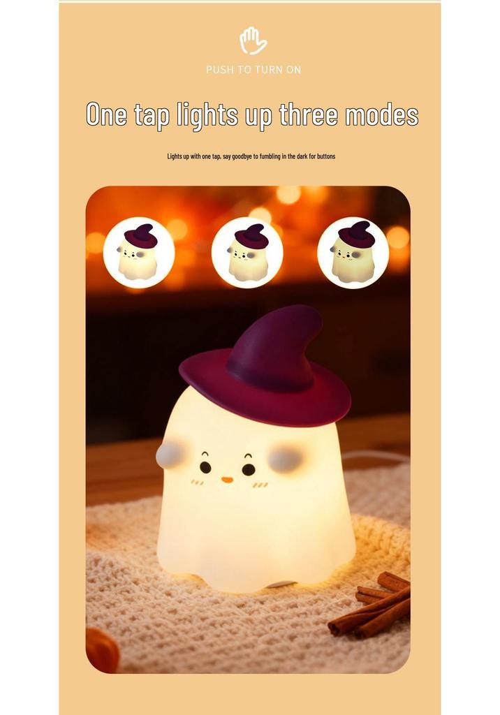 Halloween Wizard Rechargeable Silicone Night Light with Timer and Seven-Color Atmosphere
