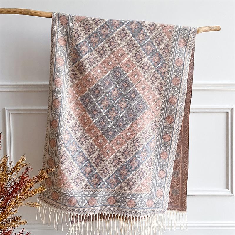 Autumn Winter Scarf Blanket for Women Pashmina Shawls and Wraps Cashmere Warm Thick Stoles Lady Outdoor Bufanda Poncho Scarves