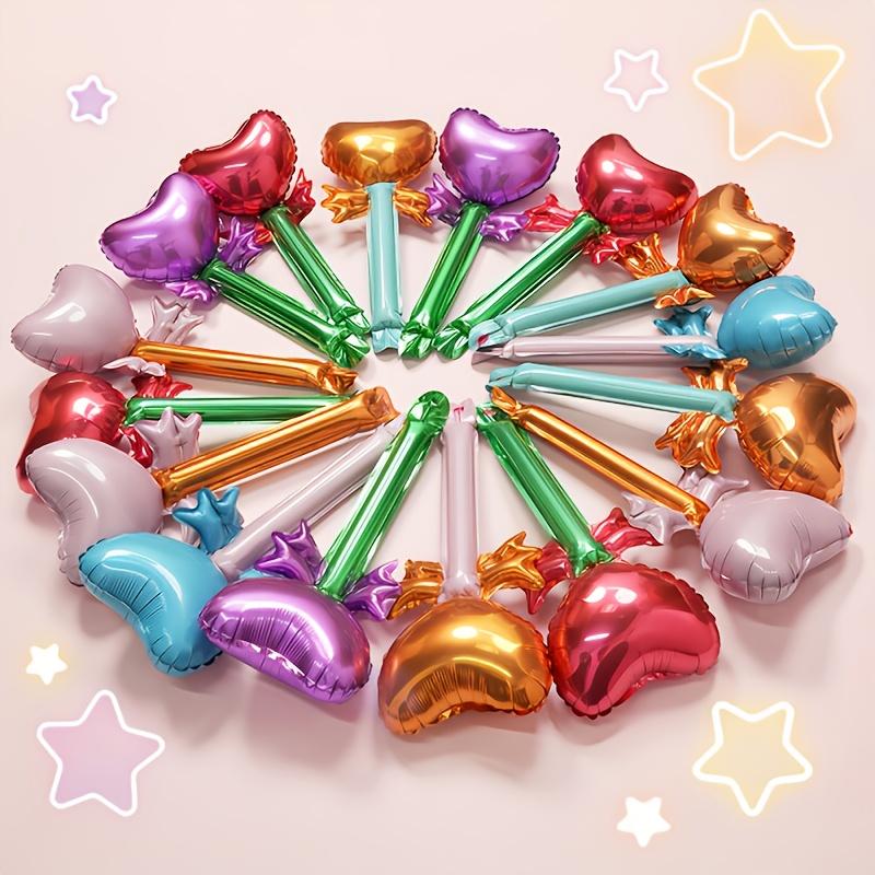12/24pcs Heart-Shaped Fairy Wand Balloons, Perfect for Party Decorats, Weddings, Birthdays, Events, Kids' Parties & Back-To-Scho