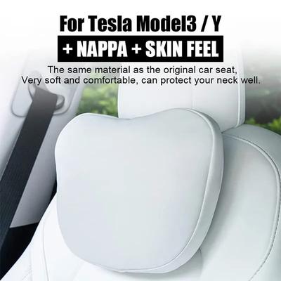 Pentru Tesla Model 3 Y pernă pentru gât pentru scaun auto din piele/flocat Pernă moale cu memorie pentru gât Suport lombar pentru tetieră de înaltă calitate