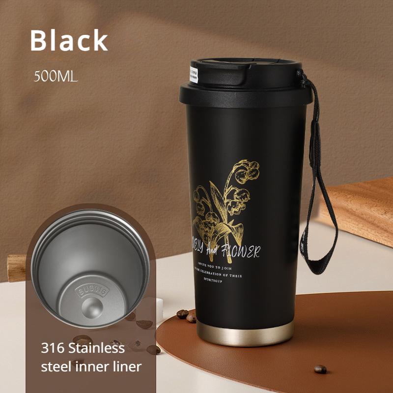 

500 мл высококачественная чашка из нержавеющей стали 316, термос для двух напитков, устанавливаемый в автомобиль, для кофе, стакана для воды на День святого Валентина 500ML