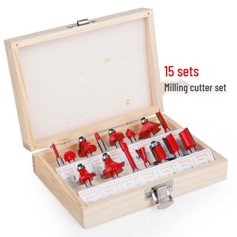 15-Piece 1/4  Trimmer Bit Set, 6.35mm Collet, Straight & Grooving Router Bits