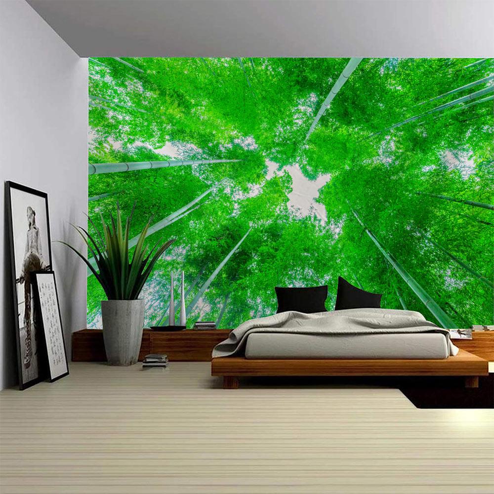 Bamboo Forest Perspective Tapestry Immersive Bamboo Forest Scene Tapestry Serene Forest View Wall Hanging Living Room