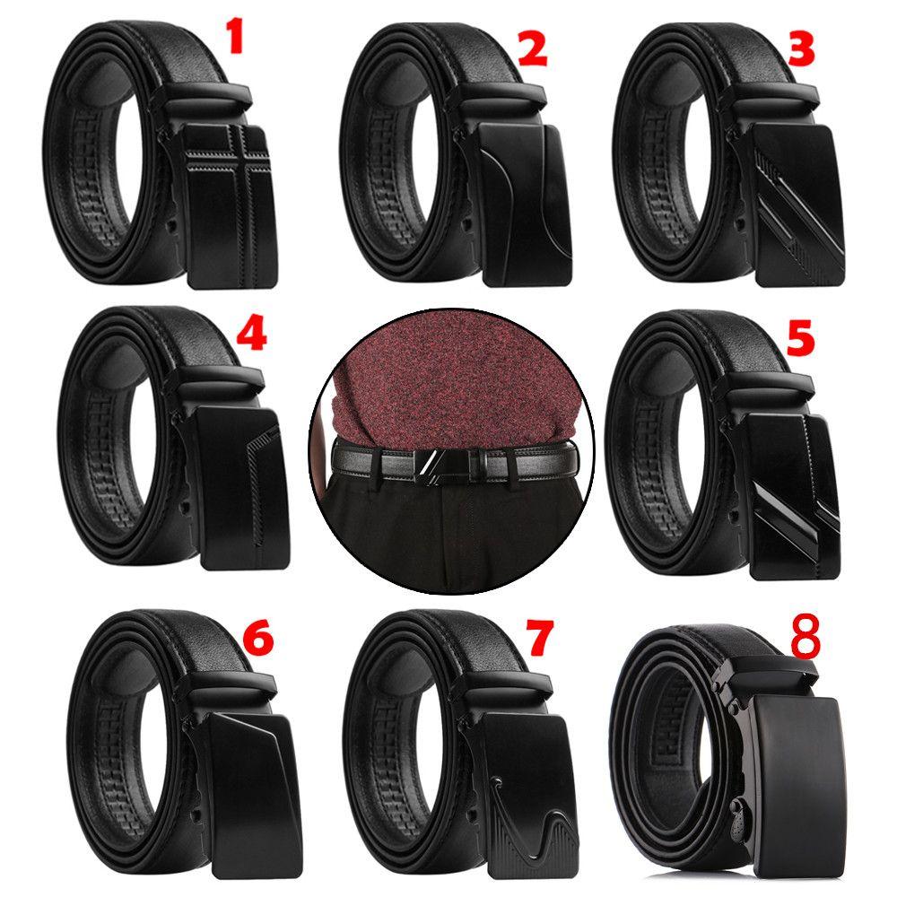 Fashion Waistband High-Quality PU Leather Belt Male Strap Ratchet Automatic Buckle Belts