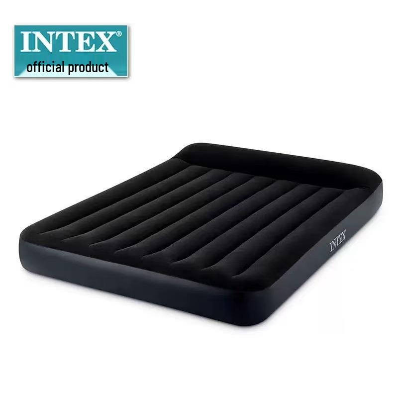 Intex Double Air Mattress with Built-in Pillow - Portable, Thickened, and Simplified Design