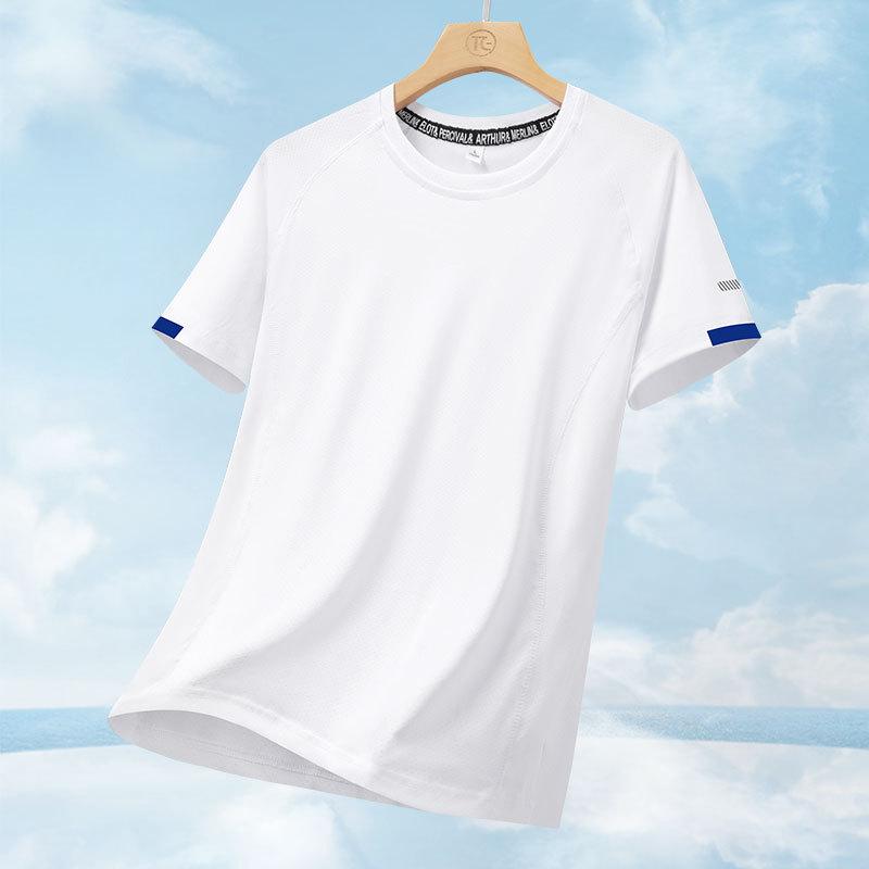 

Мужская быстросохнущая футболка, мужская летняя дышащая футболка из ледяного шелка, свободная спортивная одежда для бега и фитнеса M