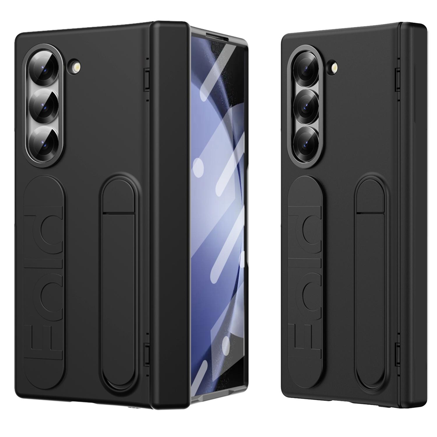 

Чохол для Samsung Galaxy Z Fold5 5G з підставкою та ремінцем на зап ястя, PC-чохол для телефону із захисною плівкою із загартованого скла Black