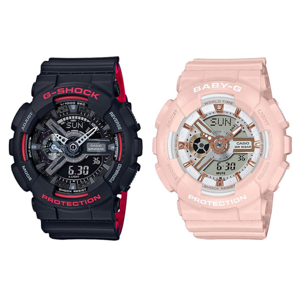 

CASIO G-SHOCK BABY-G Pair Watch Digital & Analog Black Pastel Pink GA-110HR-1ABA-110XRG-4A