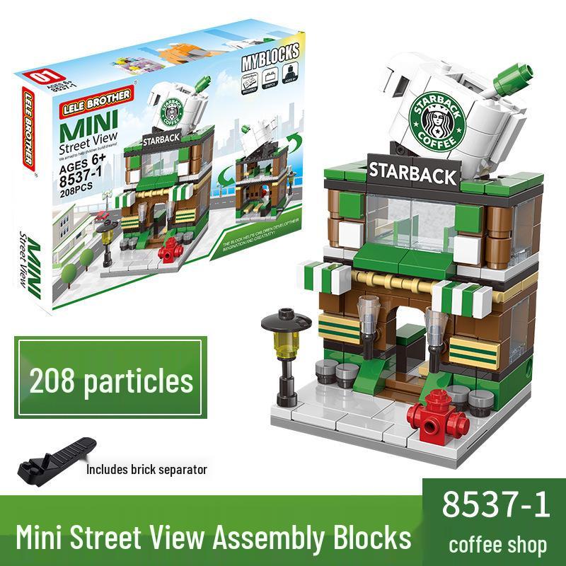 Lego-Compatible Street View Snack Street Mini City Building Toys for Kids - Creative Gifts for Boys & Girls