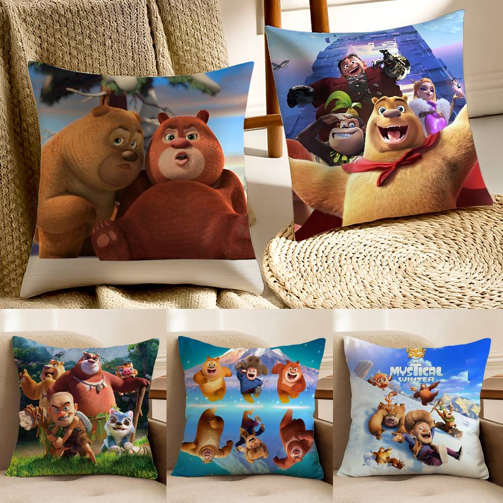 B-Boonie B-Bears Pillow Case Plush Linen Soft Double Sided Printed Design Throw Cushion Decorative Home