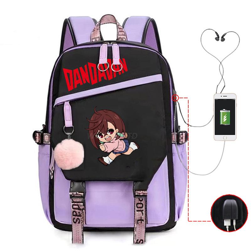 Dandadan Foreign Trade Children's Schoolbag Contrasting Color Neutral Backpack Usb Multi-functional Primary and Secondary School Backpack